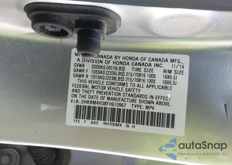 2015 Honda Cr-V Lx from USA, damaged, VIN 2HKRM4H38FH610967
